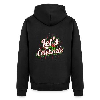 Let's Celebrate Mistletoe For A Merry Christmas - Unisex Premium Bio Zip Hoodie - Schwarz - Hinten - Nico (187cm)