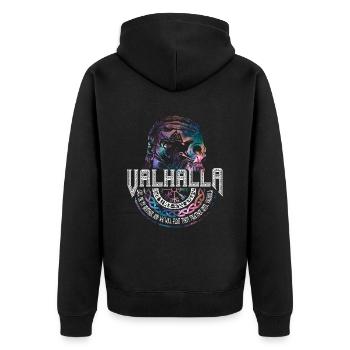 Wikinger Valhalla Viking Nordische Mythologie - Unisex Premium Bio Zip Hoodie - Schwarz - Hinten - Nico (187cm)