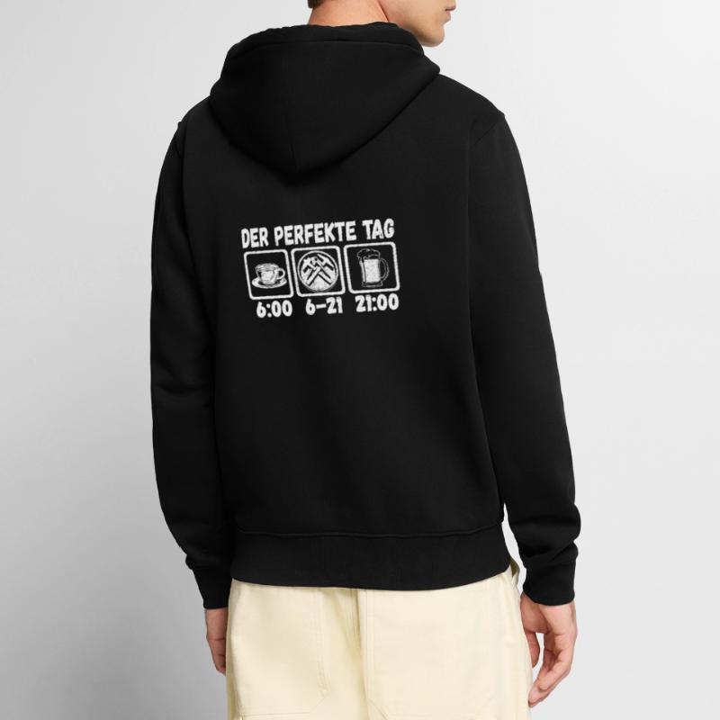 Der Perfekte Tag eines Dachdeckers Zimmerer Unisex Premium Bio Zip Hoodie