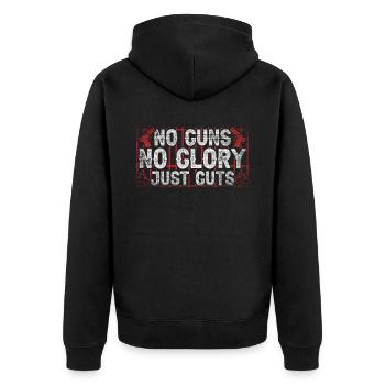 No Guns No Glory Just GutsStrafvollzugsbeamter - Unisex Premium Bio Zip Hoodie - Schwarz - Hinten - Nico (187cm)