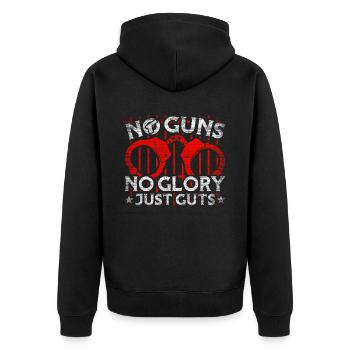 No Guns No Glory Just GutsStrafvollzugsbeamter - Unisex Premium Bio Zip Hoodie - Schwarz - Hinten - Nico (187cm)