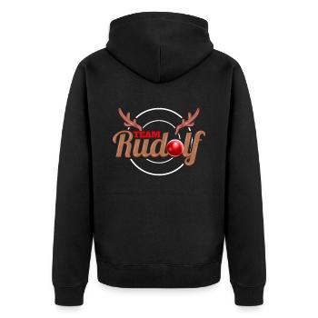 L’équipe Rudolph avec le nez de Rudolph pour une fête - Veste à capuche bio Premium Unisexe - noir - Dos - Nico (187cm)