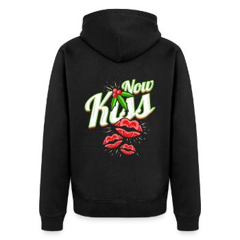 Now Kiss Mistletoe For A Merry Christmas - Unisex Premium Bio Zip Hoodie - Schwarz - Hinten - Nico (187cm)
