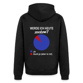 Werde Ich Heute Zocken Kreisdiagramm Gamer Spielen - Unisex Premium Bio Zip Hoodie - Schwarz - Hinten - Nico (187cm)
