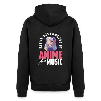 Anime Music Girls Girls - Unisex Premium Organic Zip Hoodie - black - Back - Nico (187cm)