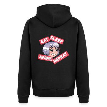Eating Sleep Anime - Unisex Premium Organic Zip Hoodie - black - Back - Nico (187cm)