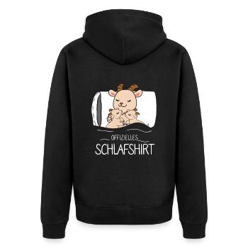 Offizielles Schlafshirt Ziege - Unisex Premium Bio Zip Hoodie - Schwarz - Hinten - Nico (187cm)