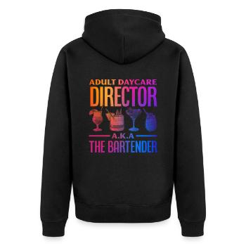 Barkeeper - Unisex Premium Bio Zip Hoodie - Schwarz - Hinten - Nico (187cm)