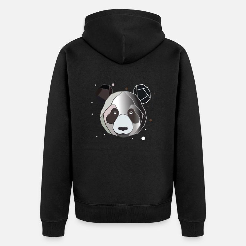 Panda Polygon - Unisex Premium Bio Zip Hoodie - Schwarz