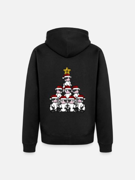 Cow Cow Christmas Tree - Unisex Premium Organic Zip Hoodie - black