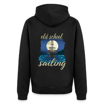 Old School Sailing für einen Segler, Kapitän - Unisex Premium Bio Zip Hoodie - Schwarz - Hinten - Nico (187cm)