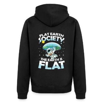 Flat Earth Society The Earth is Flat - Unisex Premium Bio Zip Hoodie - Schwarz - Hinten - Nico (187cm)