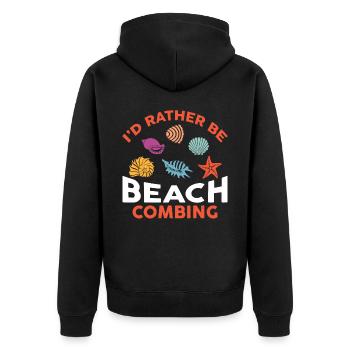 Dirt Fishing - I'd Rather Be Beachcombing - Unisex Premium Organic Zip Hoodie - black - Back - Nico (187cm)