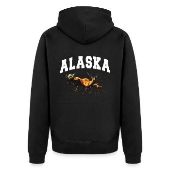 Alaska Geschenk Kinder Herren Damen USA Natur Eis - Unisex Premium Bio Zip Hoodie - Schwarz - Hinten - Nico (187cm)