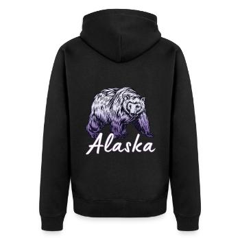 Alaska Geschenk USA Natur Bär Denali Grizzly Wald - Unisex Premium Bio Zip Hoodie - Schwarz - Hinten - Nico (187cm)