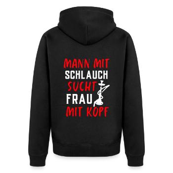 Shisha Geschenk für Wasserpfeife Shishabar Pfeife - Unisex Premium Bio Zip Hoodie - Schwarz - Hinten - Nico (187cm)