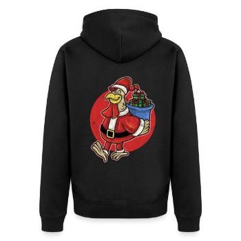Christmas Ugly Christmas Poultry Xmas Chicken - Unisex Premium Organic Zip Hoodie - black - Back - Nico (187cm)