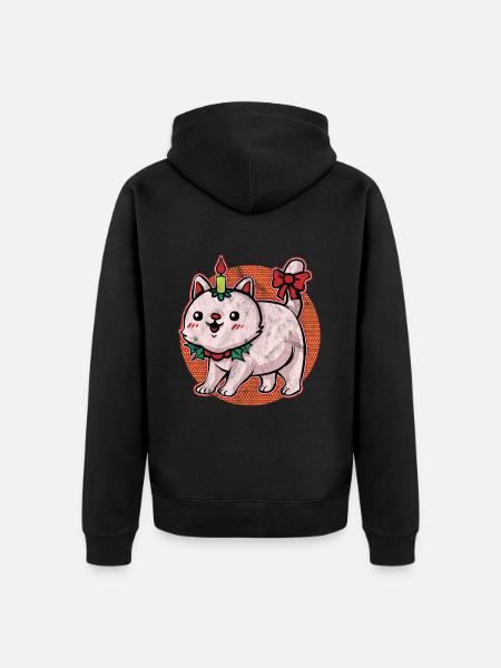 Pull de Noël moche Chat - Veste à capuche bio Premium Unisexe - noir