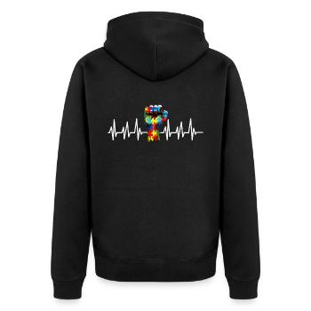 Autismus Geschenk Autist Asperger ADHS Autism - Unisex Premium Bio Zip Hoodie - Schwarz - Hinten - Nico (187cm)