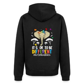 Autisme Cadeau Autiste Asperger TDAH Autisme - Veste à capuche bio Premium Unisexe - noir - Dos - Nico (187cm)