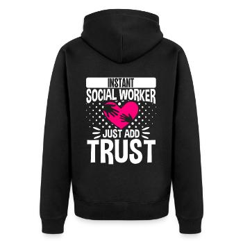 School Social Work Month Heart - Unisex Premium Organic Zip Hoodie - black - Back - Nico (187cm)