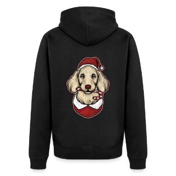 Hund geschenk Kinder Weihnachten Ugly Christmas - Unisex Premium Bio Zip Hoodie - Schwarz - Hinten - Nico (187cm)