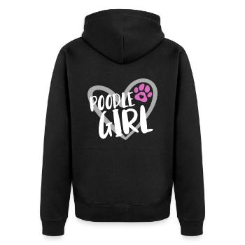 Pudel Hundebesitzer Geschenk - Unisex Premium Bio Zip Hoodie - Schwarz - Hinten - Nico (187cm)