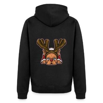 Christmas Ugly Christmas Gift Xmas Pug Pug - Unisex Premium Organic Zip Hoodie - black - Back - Nico (187cm)