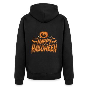 Halloween Tshirt Halloweenparty Mörder Killer Tod - Unisex Premium Bio Zip Hoodie - Schwarz - Hinten - Nico (187cm)