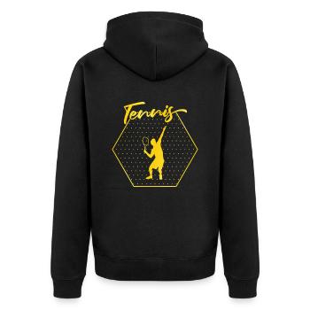 Tennis - Unisex Premium Bio Zip Hoodie - Schwarz - Hinten - Nico (187cm)