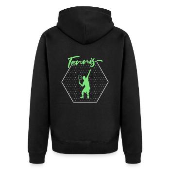 Tennis - Unisex Premium Bio Zip Hoodie - Schwarz - Hinten - Nico (187cm)