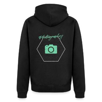 Fotografie - Unisex Premium Bio Zip Hoodie - Schwarz - Hinten - Nico (187cm)