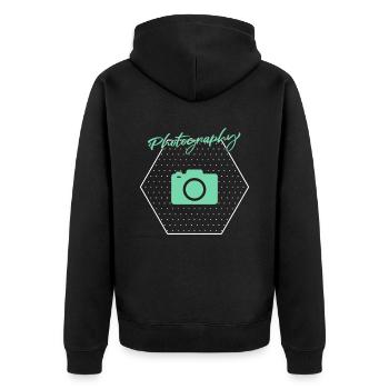 Fotografie - Unisex Premium Bio Zip Hoodie - Schwarz - Hinten - Nico (187cm)