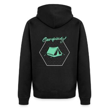 Campen - Unisex Premium Bio Zip Hoodie - Schwarz - Hinten - Nico (187cm)