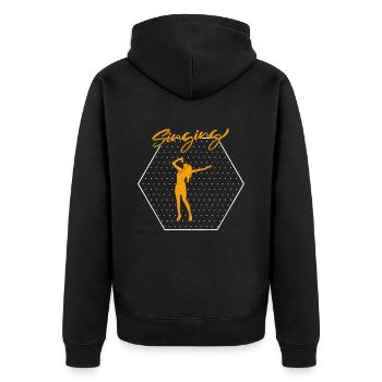 Sing - Unisex Premium Organic Zip Hoodie - black - Back - Nico (187cm)