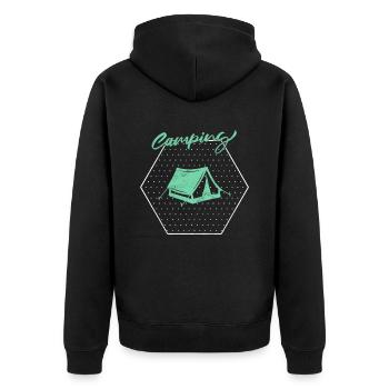 Campen - Unisex Premium Bio Zip Hoodie - Schwarz - Hinten - Nico (187cm)