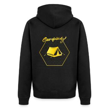 Campen - Unisex Premium Bio Zip Hoodie - Schwarz - Hinten - Nico (187cm)