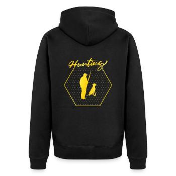 Hunt - Unisex Premium Organic Zip Hoodie - black - Back - Nico (187cm)