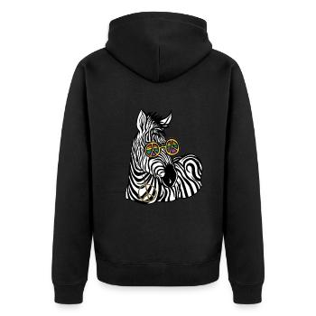 Hippie Tshirt Peace Movement Woodstock Boho Groove - Unisex Premium Organic Zip Hoodie - black - Back - Nico (187cm)