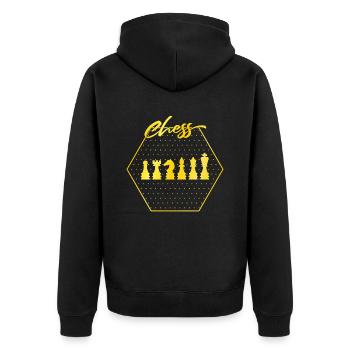 Schach - Unisex Premium Bio Zip Hoodie - Schwarz - Hinten - Nico (187cm)