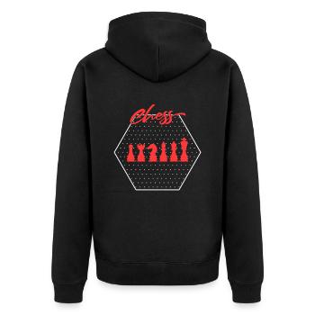 Schach - Unisex Premium Bio Zip Hoodie - Schwarz - Hinten - Nico (187cm)