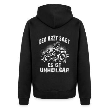 Motocross Geschenk Für Enduro Supermoto Dirt Bike - Unisex Premium Bio Zip Hoodie - Schwarz - Hinten - Nico (187cm)