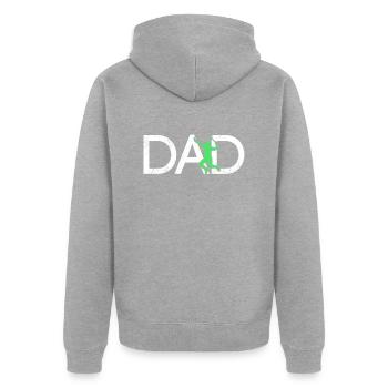 Badminton Papa - Unisex Premium Bio Zip Hoodie - Grau meliert - Hinten - Nico (187cm)
