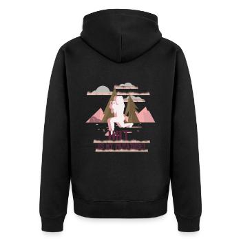 HIIT Fitness Woman - Unisex Premium Organic Zip Hoodie - black - Back - Nico (187cm)
