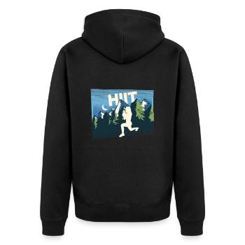 HIIT Fitness Frau - Unisex Premium Bio Zip Hoodie - Schwarz - Hinten - Nico (187cm)