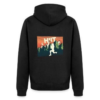 HIIT Fitness Frau - Unisex Premium Bio Zip Hoodie - Schwarz - Hinten - Nico (187cm)
