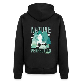 HIIT Fitness Frau - Unisex Premium Bio Zip Hoodie - Schwarz - Hinten - Nico (187cm)