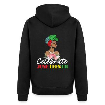 Célébrez juneteenth Mois de l’histoire des Noirs - Veste à capuche bio Premium Unisexe - noir - Dos - Nico (187cm)