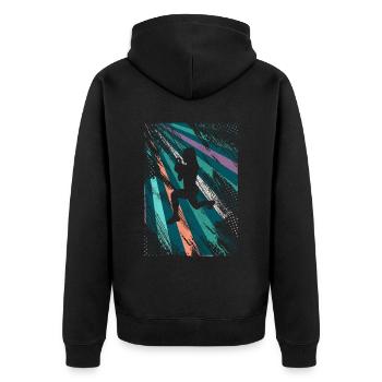 Retro HIIT - Unisex Premium Organic Zip Hoodie - black - Back - Nico (187cm)