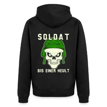 Feldjäger Soldat Panzergrenadier - Unisex Premium Bio Zip Hoodie - Schwarz - Hinten - Nico (187cm)